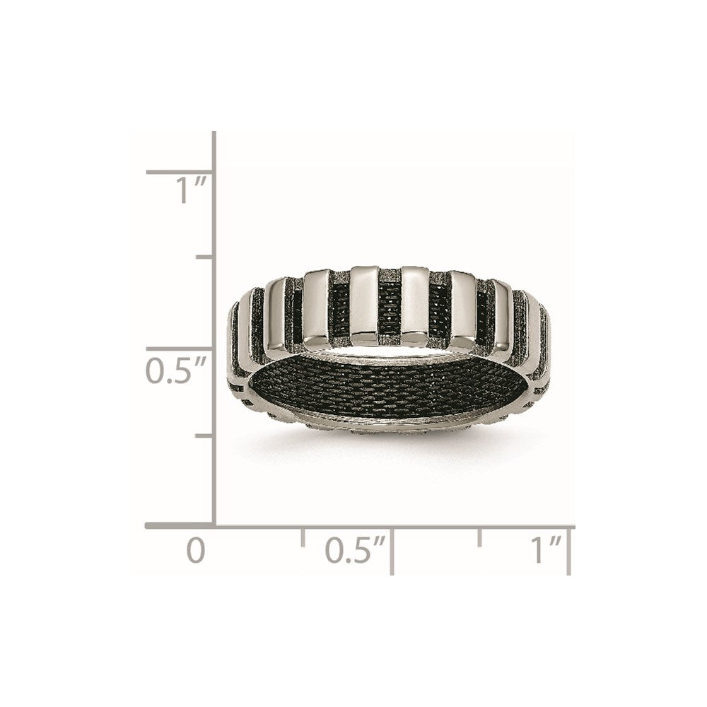 Chisel Titanium Polished with Black IP-plated Wire 6mm Band