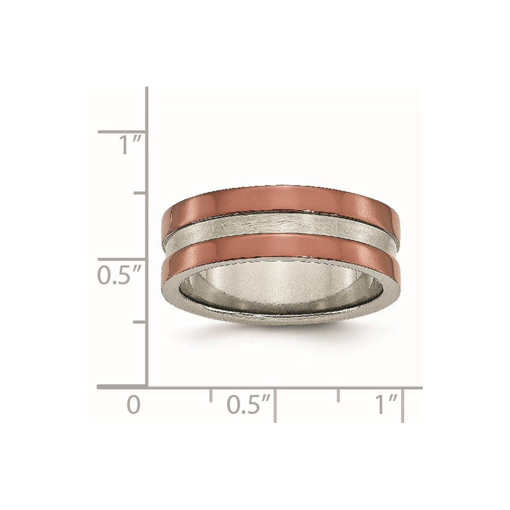 Titanium Grooved 8mm Brown IP-plated Polished w/brushed Center Band