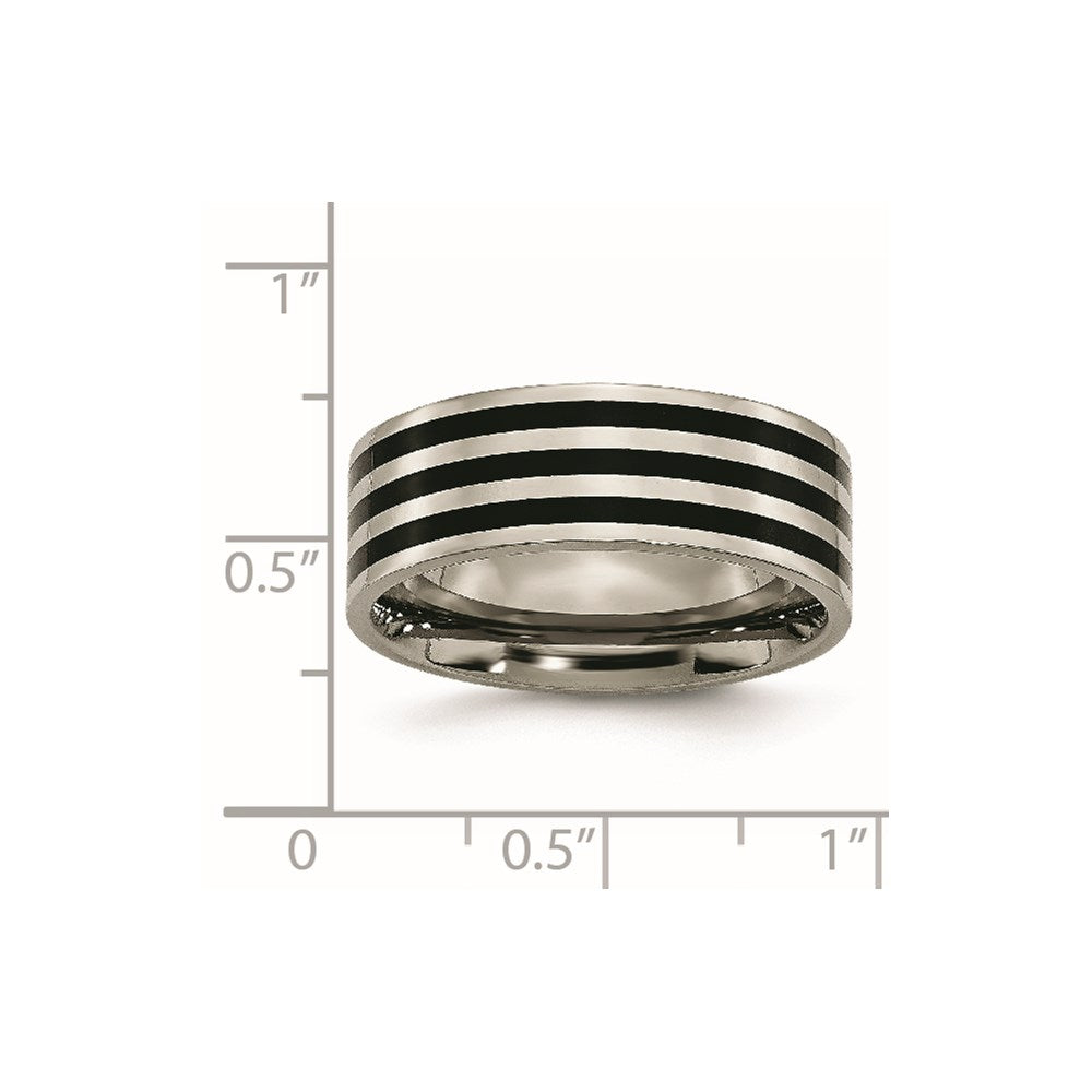 Titanium Polished Black IP-plated Striped 8mm Band