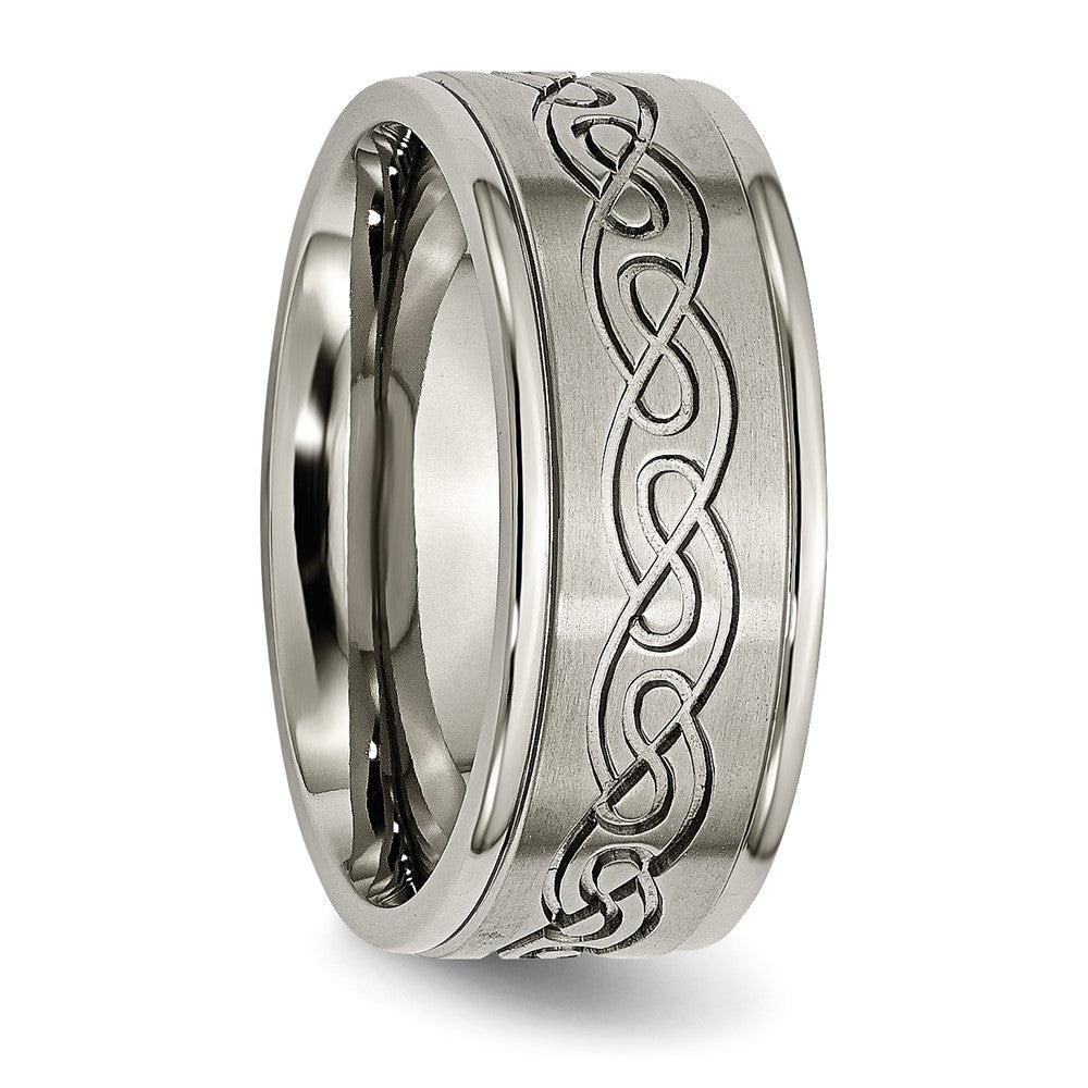 Chisel Titanium Brushed Center 9mm Scroll Design Band