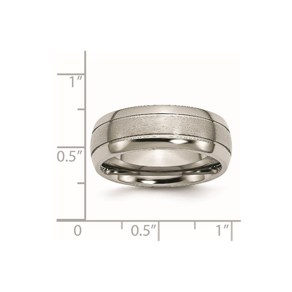 Chisel Titanium Brushed and Polished 8mm Grooved Band