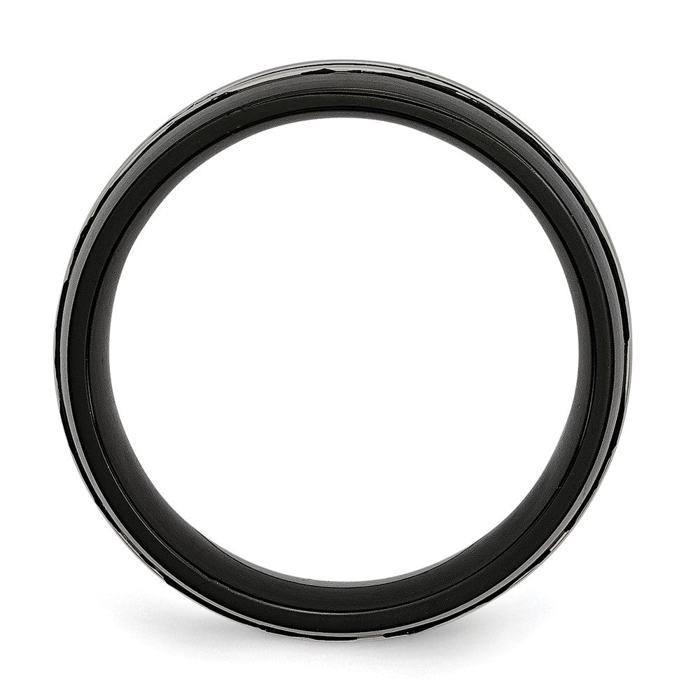 Titanium Grooved 8mm Black IP-plated Brushed & Polished Band