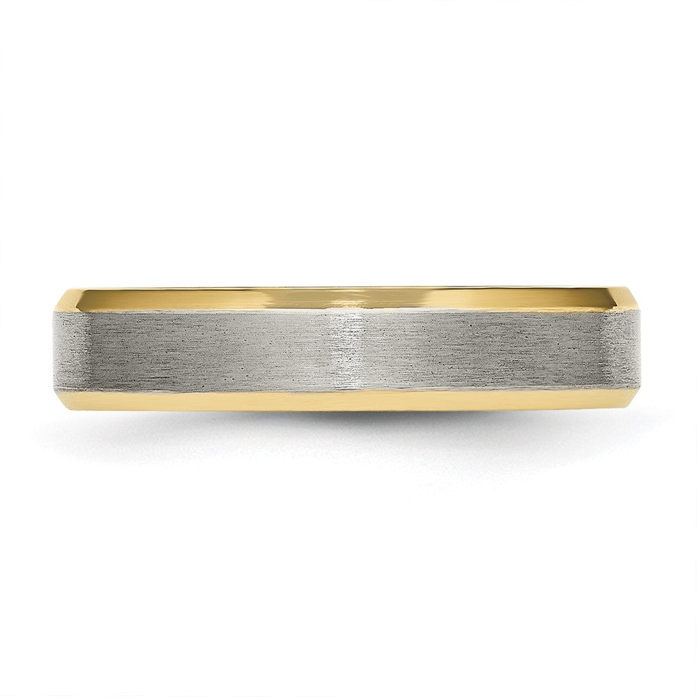 Chisel Titanium Brushed Yellow IP-plated 5mm Beveled Edge Band