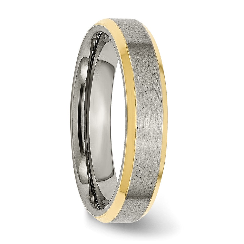 Chisel Titanium Brushed Yellow IP-plated 5mm Beveled Edge Band