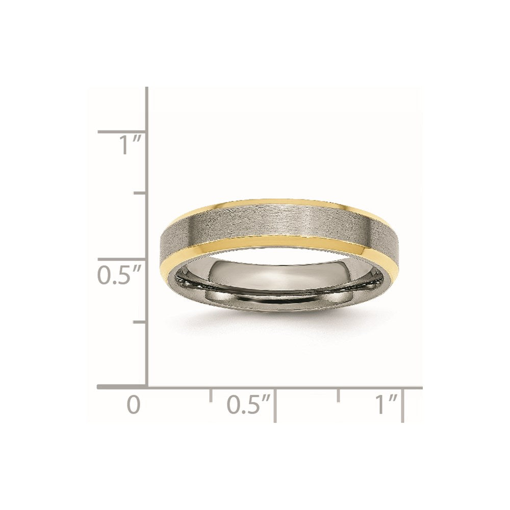 Chisel Titanium Brushed Yellow IP-plated 5mm Beveled Edge Band