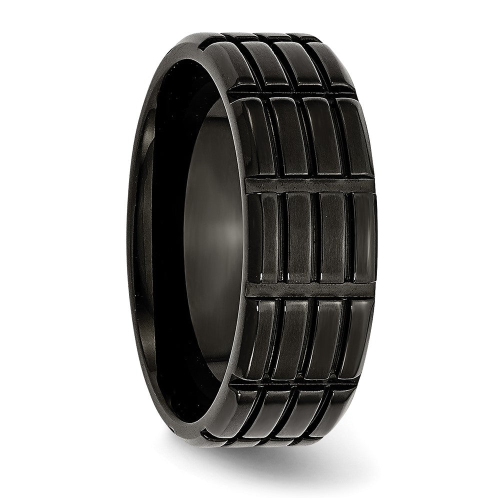 Chisel Titanium Brushed Black IP-plated 8mm Grooved Band