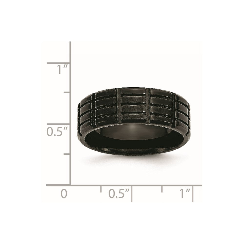 Chisel Titanium Brushed Black IP-plated 8mm Grooved Band