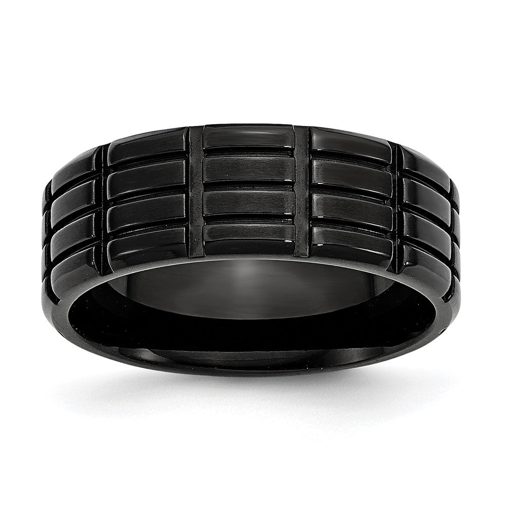 Chisel Titanium Brushed Black IP-plated 8mm Grooved Band