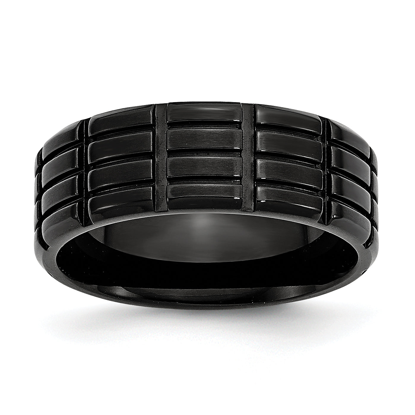 Titanium Grooved Black IP-plated 8mm Brushed Band TB315