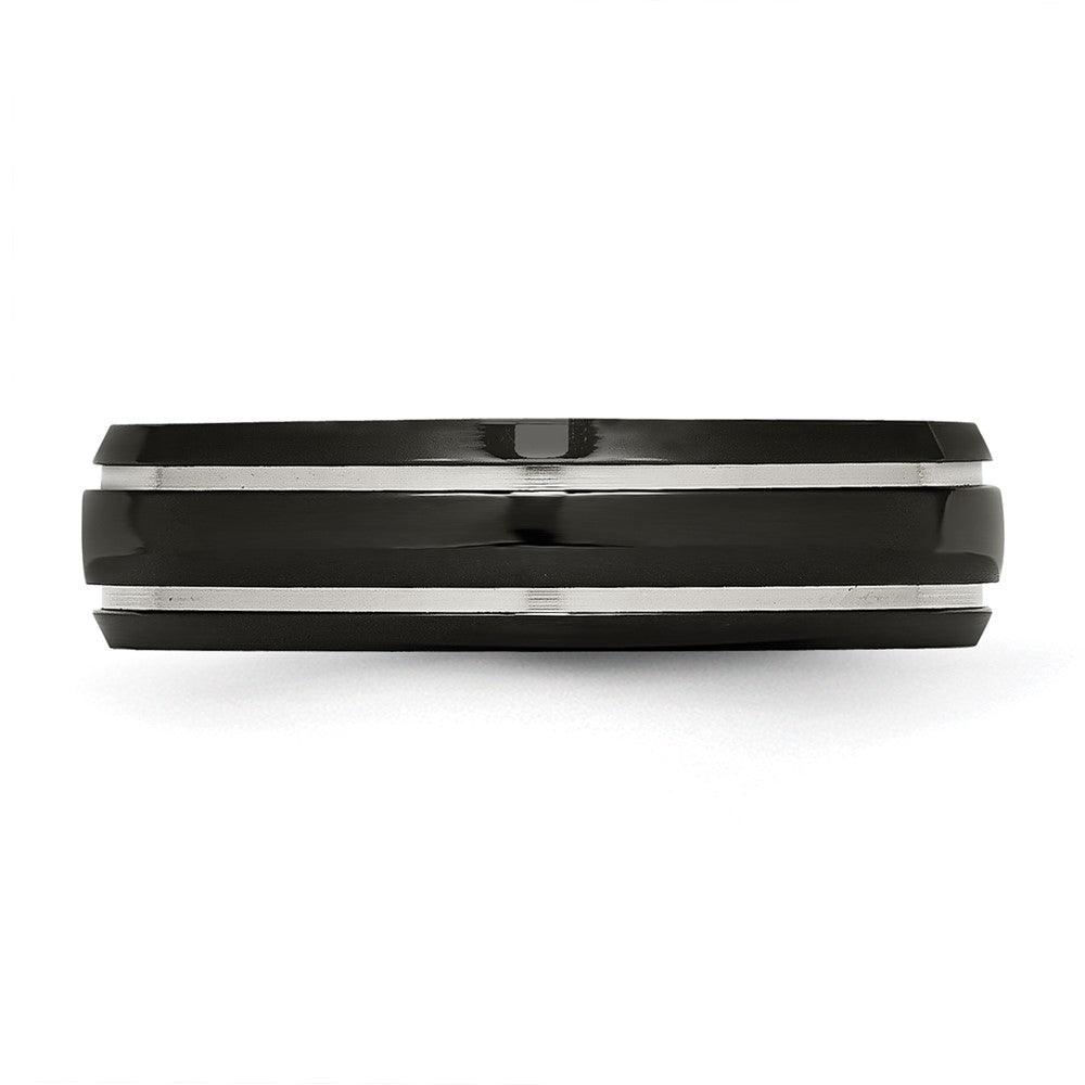 Chisel Titanium Polished Black IP-plated 6mm Grooved Band