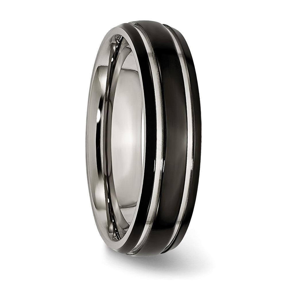 Chisel Titanium Polished Black IP-plated 6mm Grooved Band