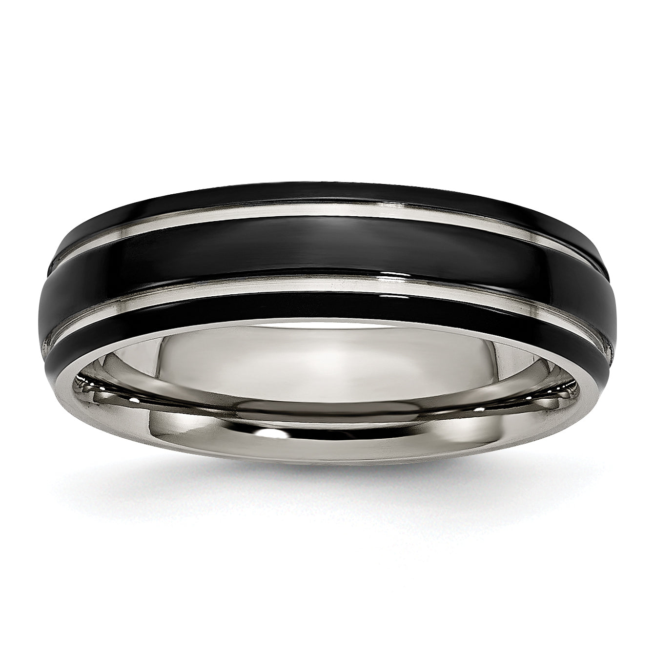 Titanium Grooved 6mm Black IP-plated Polished Band TB317