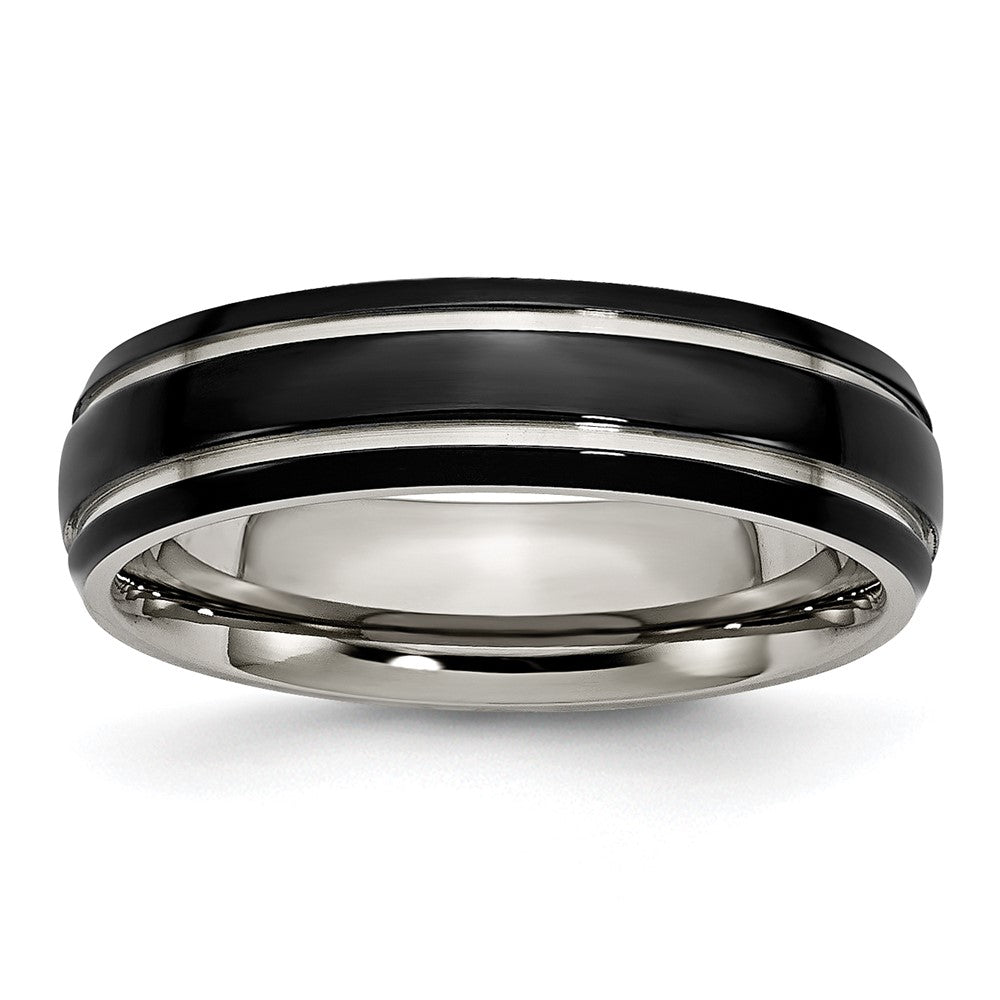 Chisel Titanium Polished Black IP-plated 6mm Grooved Band