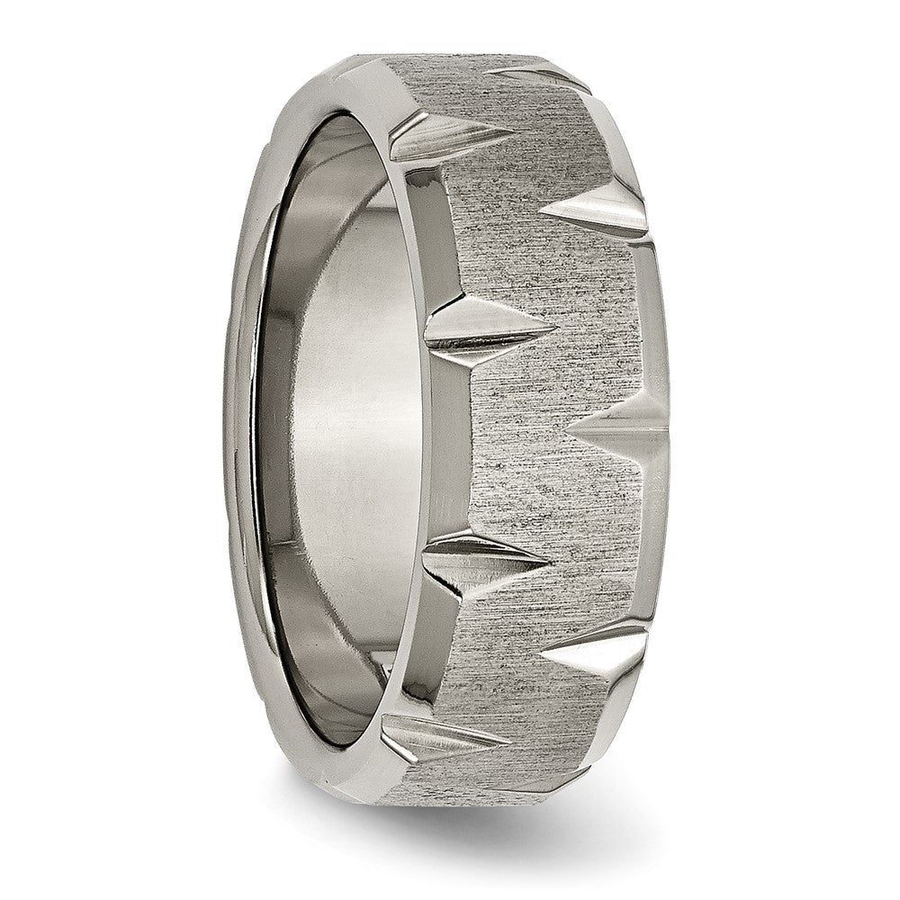 Titanium Beveled Edge Notched 8mm Brushed Band