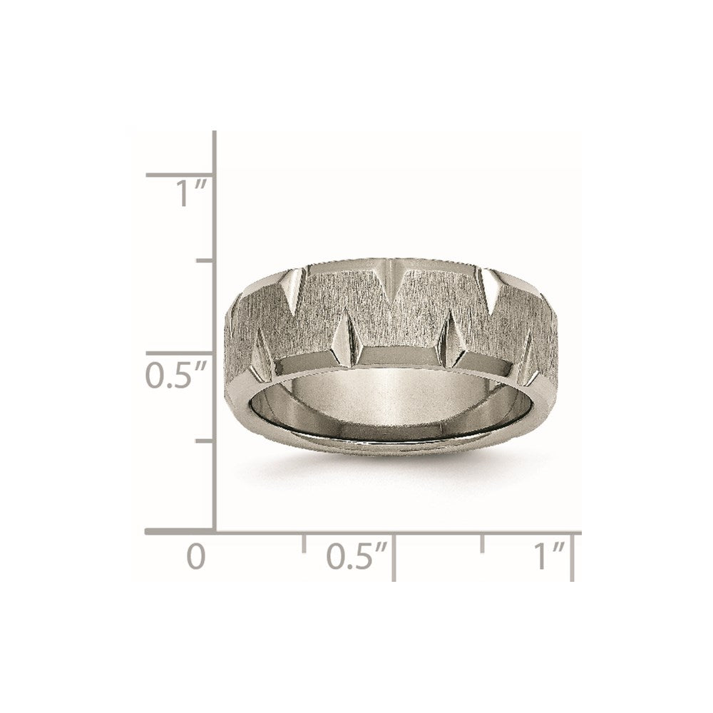 Titanium Beveled Edge Notched 8mm Brushed Band