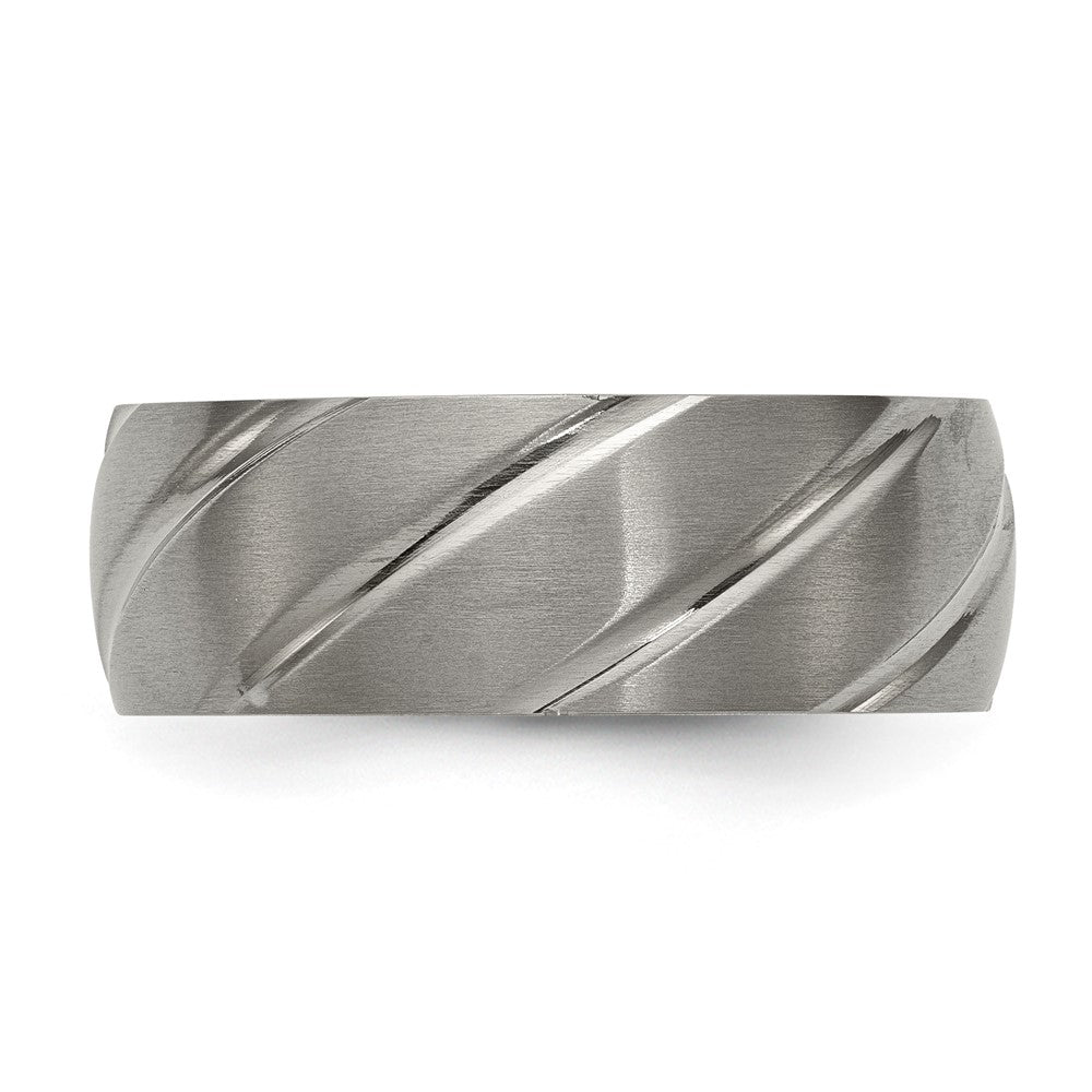 Chisel Titanium Satin 8mm Swirl Design Band