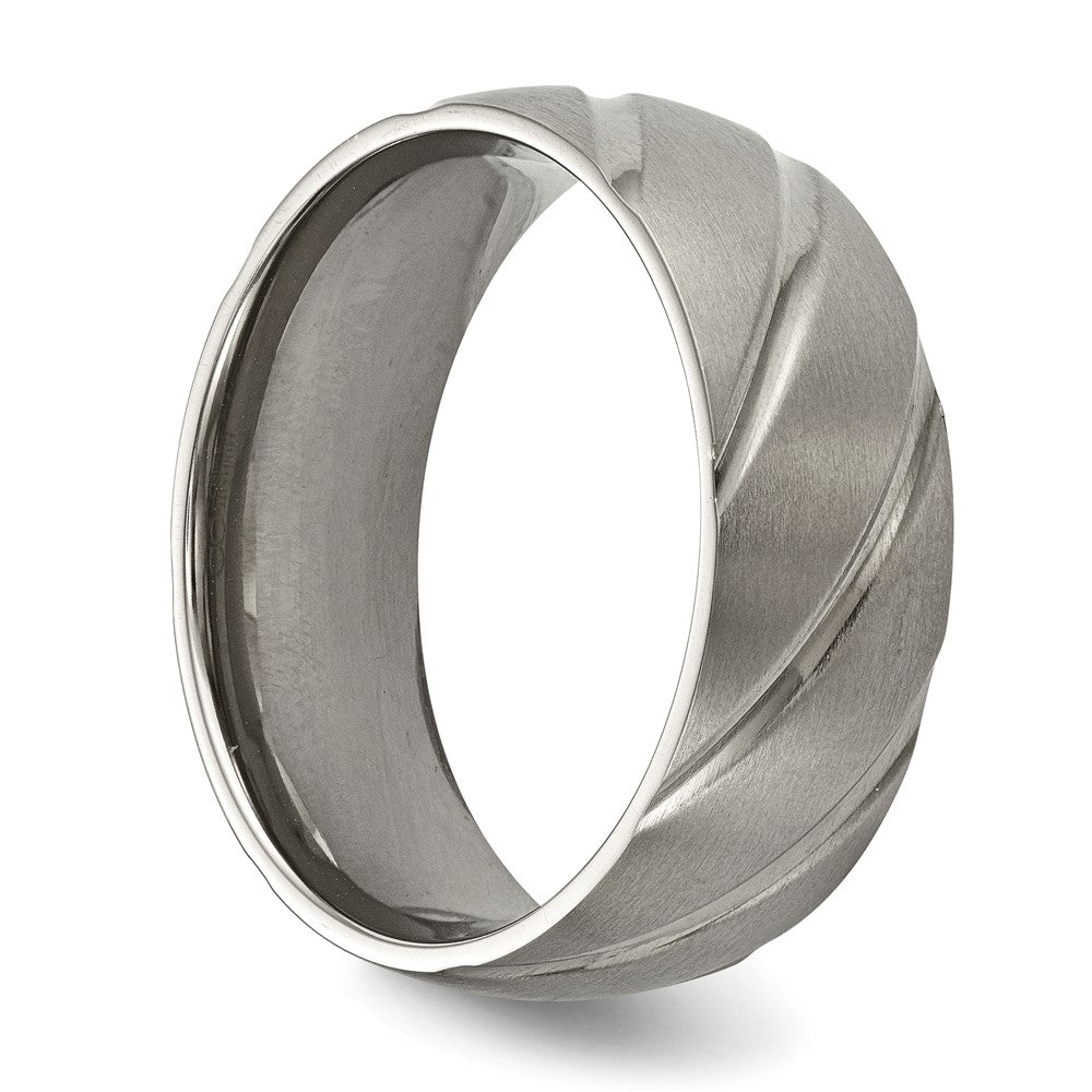 Chisel Titanium Satin 8mm Swirl Design Band