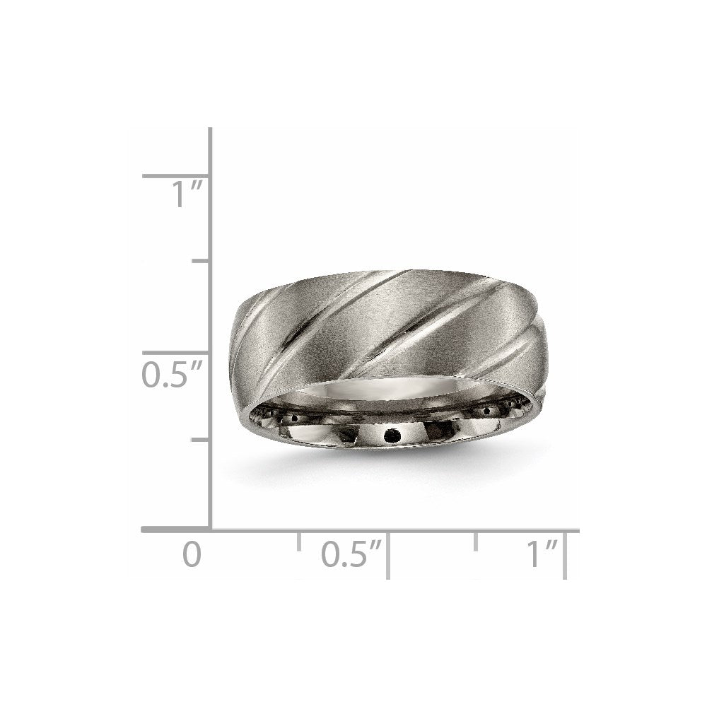 Chisel Titanium Satin 8mm Swirl Design Band