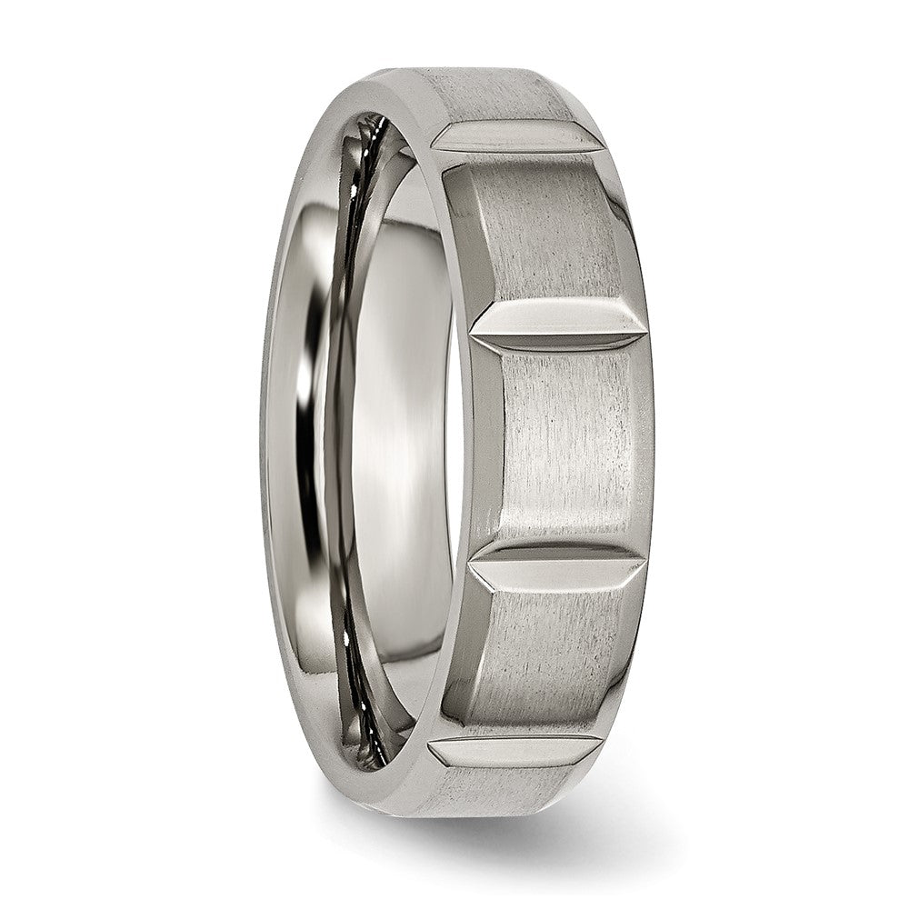 Chisel Titanium Satin and Polished 6mm Grooved Band