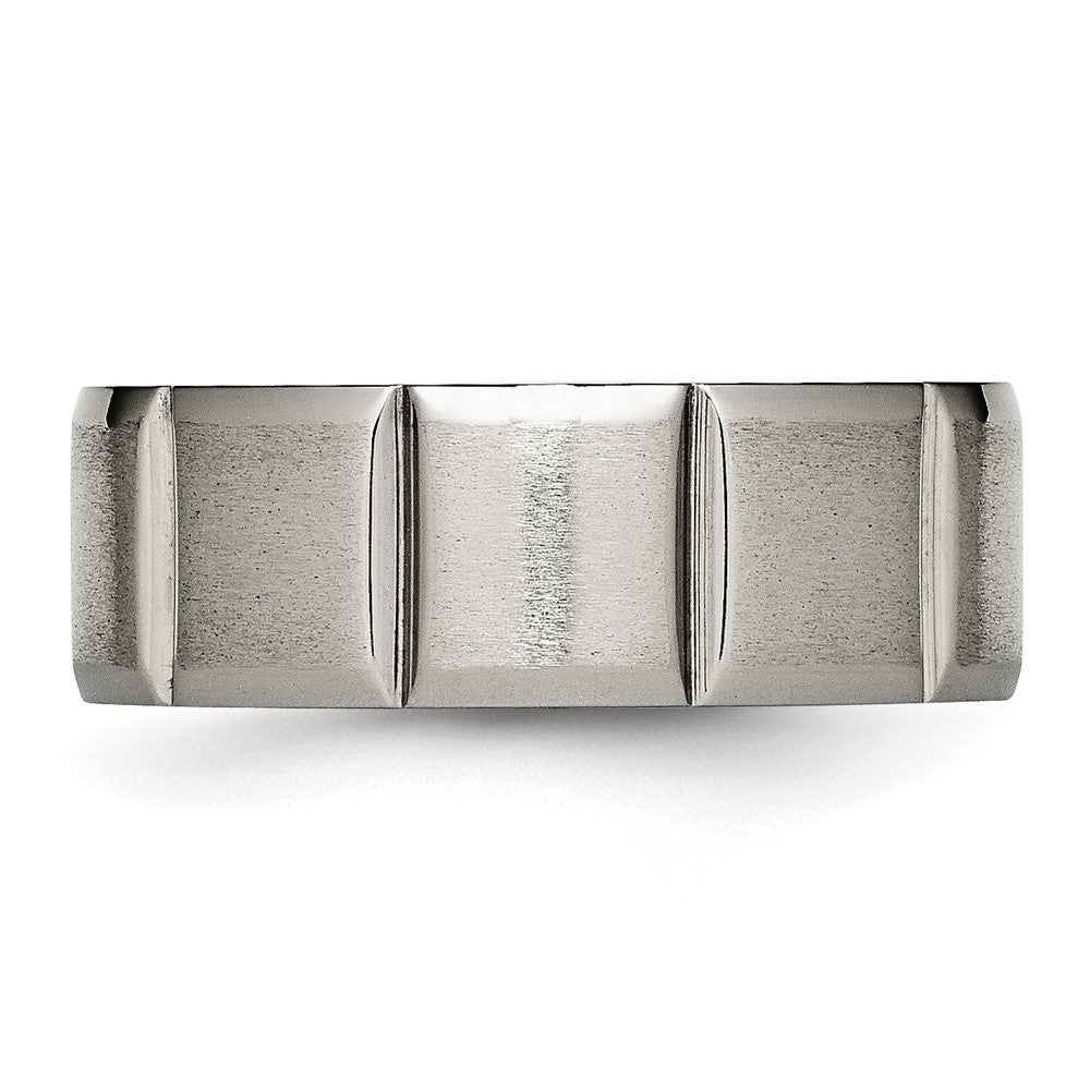 Chisel Titanium Satin and Polished 8mm Grooved Band