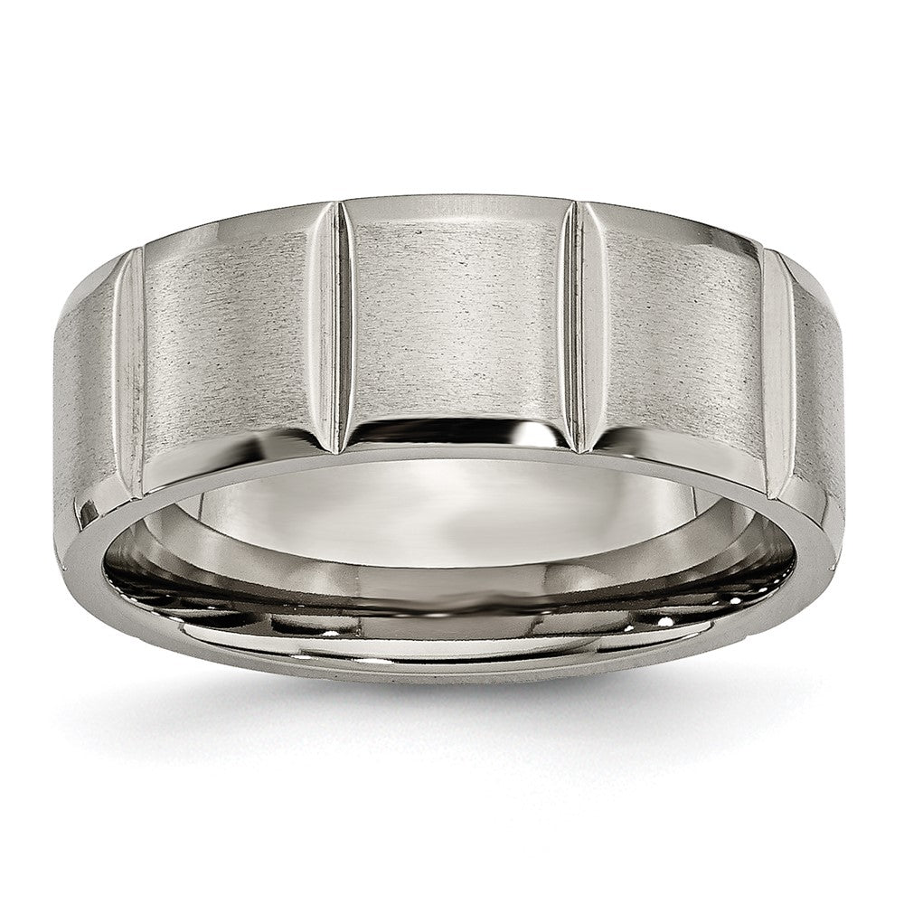 Chisel Titanium Satin and Polished 8mm Grooved Band