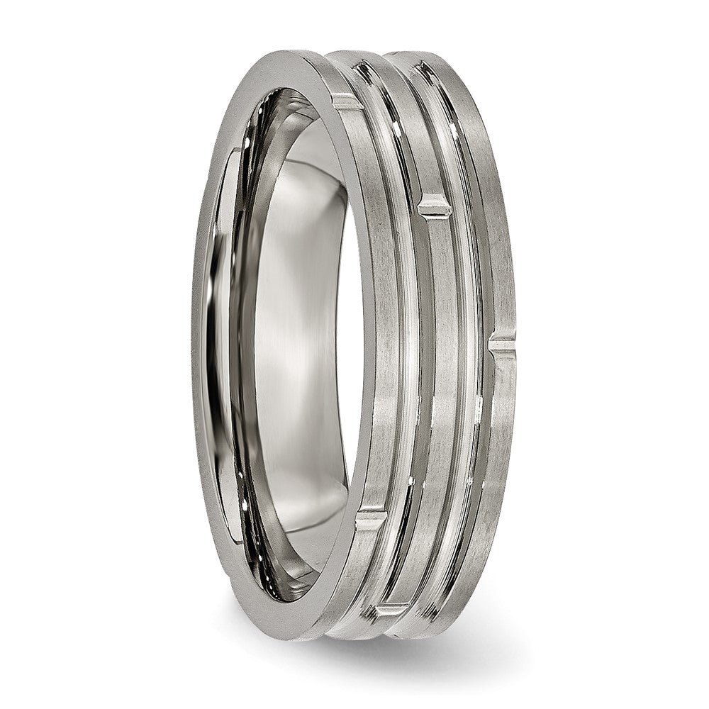 Titanium Polished and Satin 6mm Grooved Band