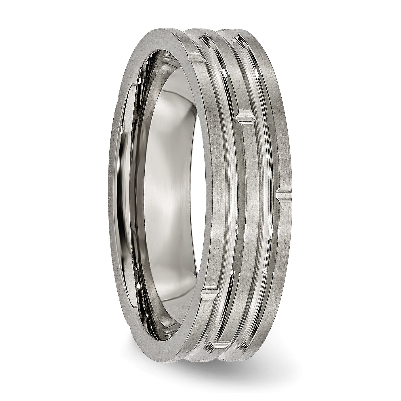 Titanium Grooved 6mm Polished and Satin Band TB329