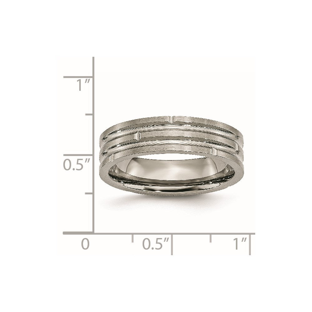 Titanium Polished and Satin 6mm Grooved Band