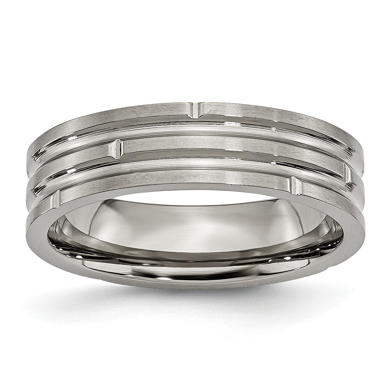 Titanium Grooved 6mm Polished and Satin Band TB329