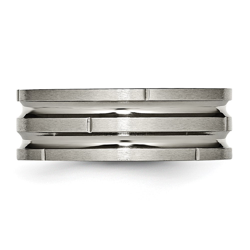 Chisel Titanium Polished and Satin 8mm Grooved and Notched Band