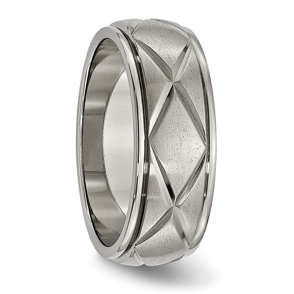 Titanium Polished X-Design 8mm Satin Center Ridged Edge Band