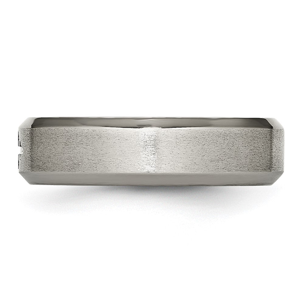 Chisel Titanium Brushed Center Cross Design 6mm Beveled Edge Band