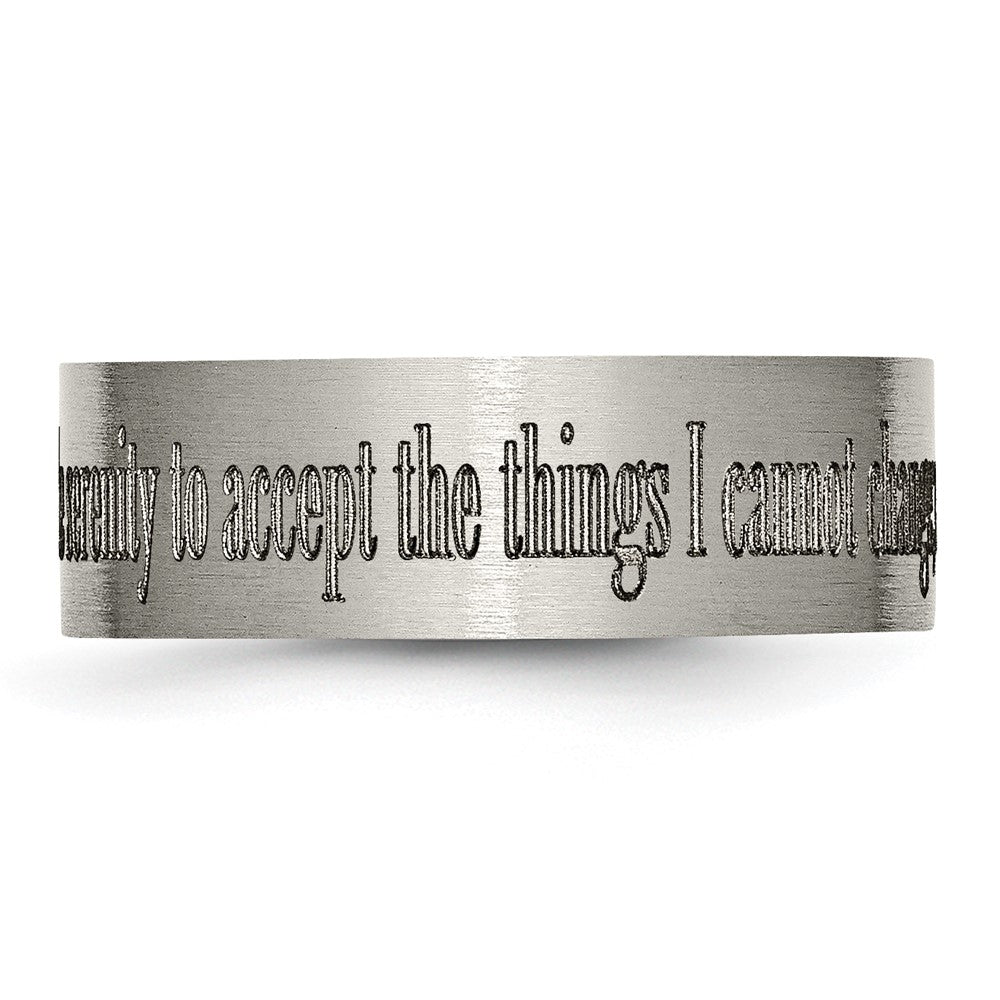 Chisel Titanium Brushed Serenity Prayer Laser Design 8mm Flat Band