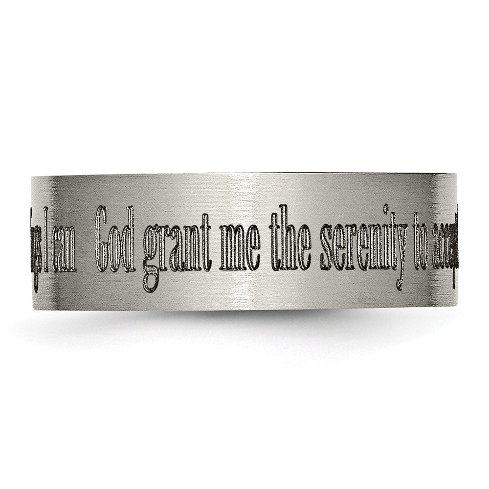 Chisel Titanium Brushed Serenity Prayer Laser Design 8mm Flat Band