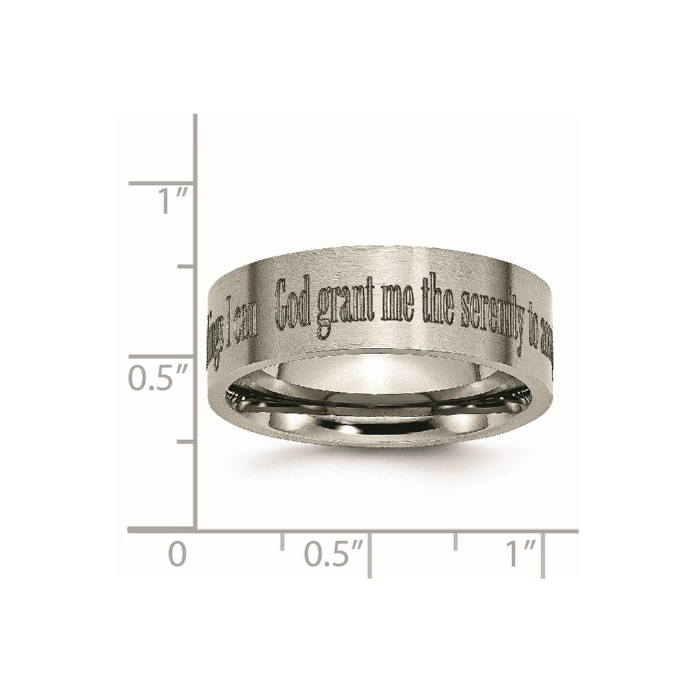 Chisel Titanium Brushed Serenity Prayer Laser Design 8mm Flat Band