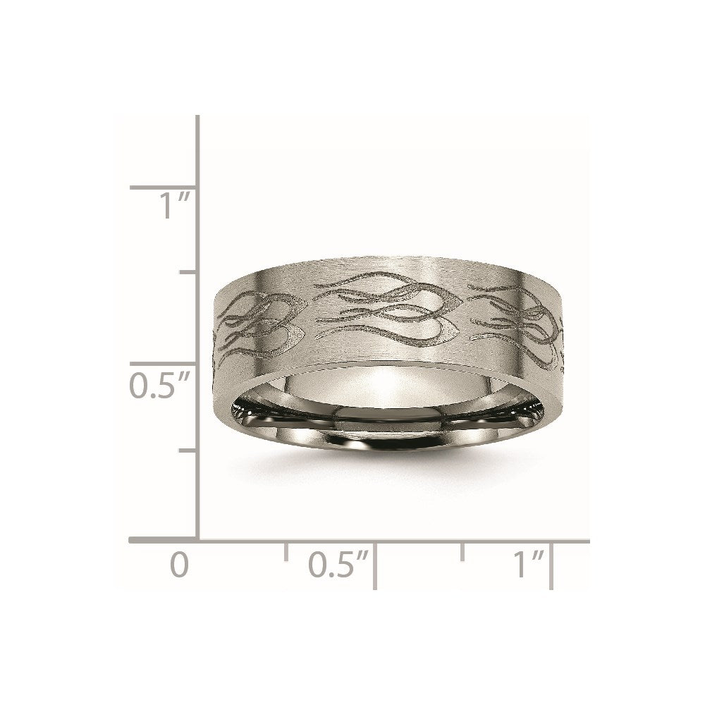 Titanium Brushed Laser Design 8mm Flat Band