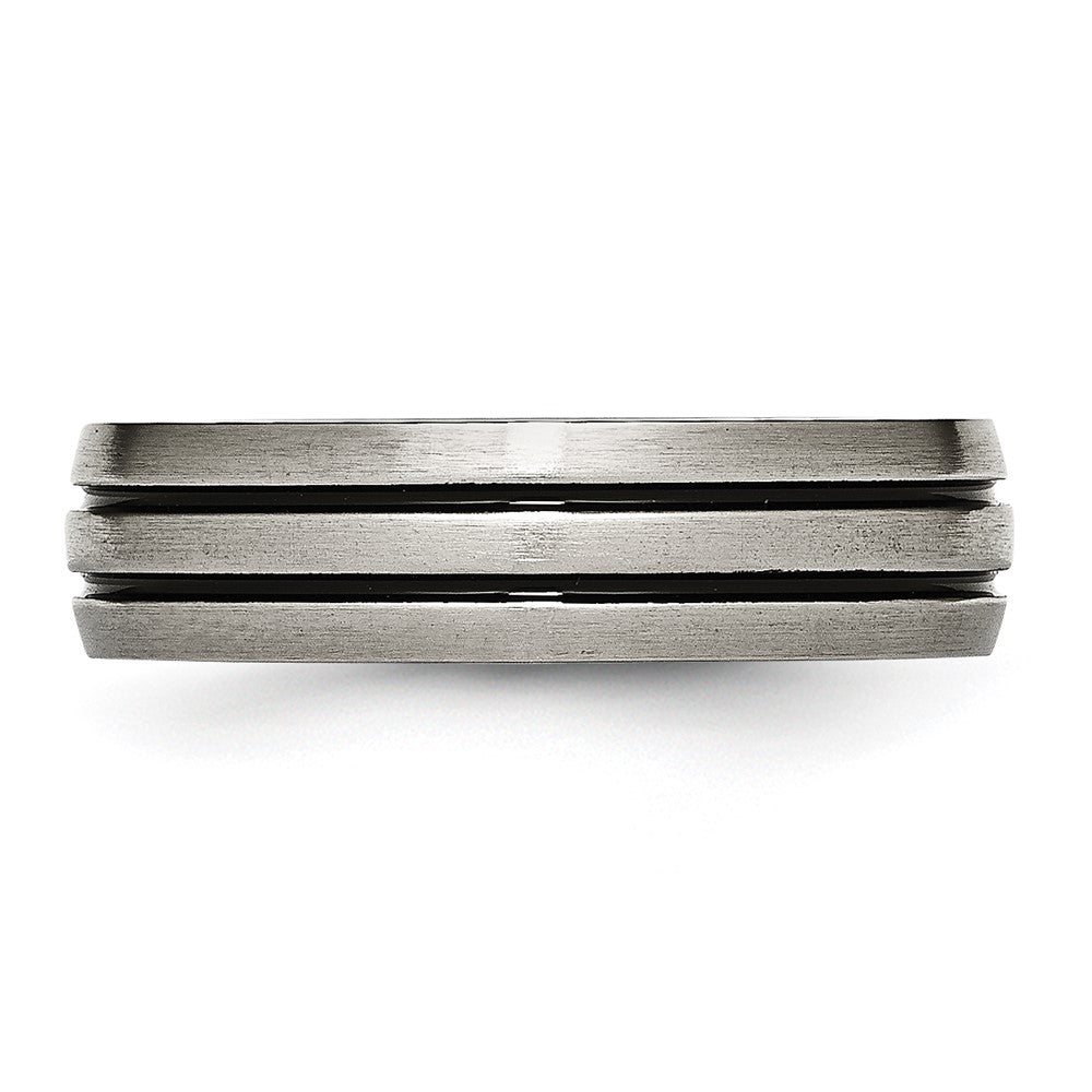 Titanium Enameled Grooved 6mm Satin Band