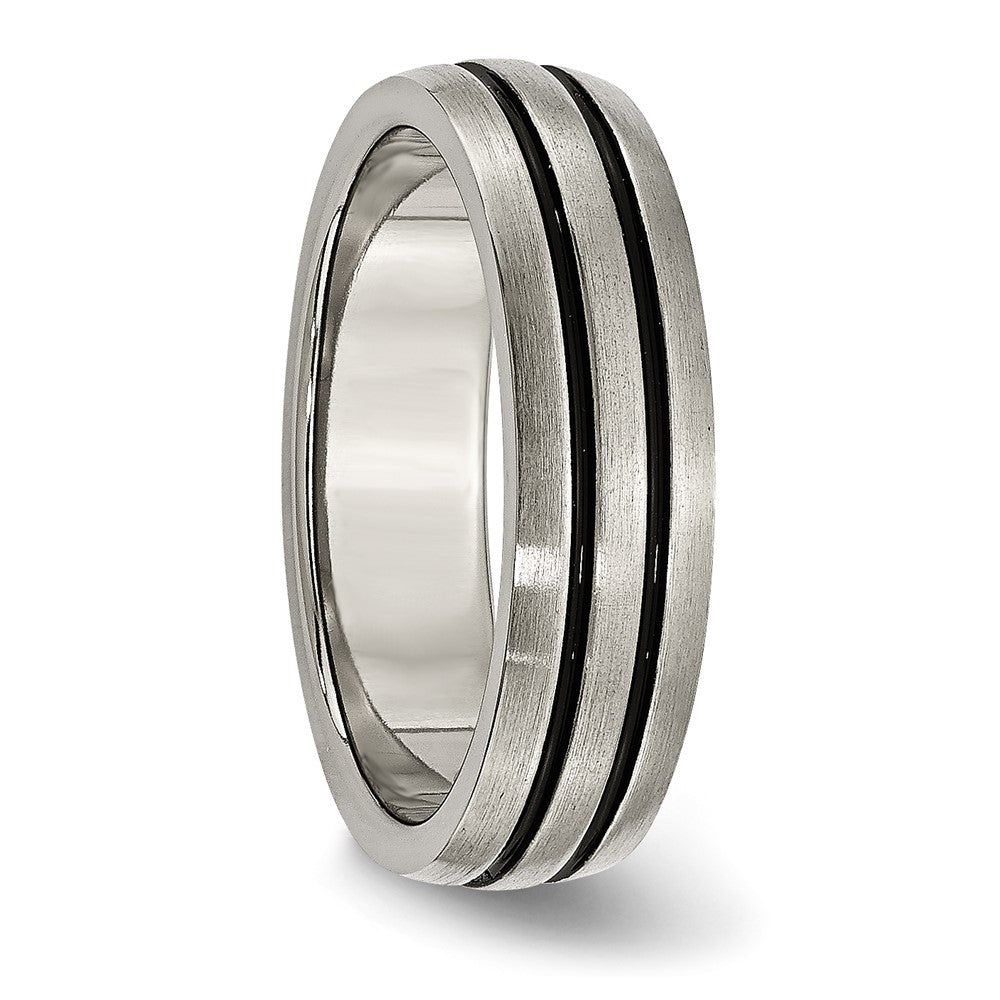 Titanium Enameled Grooved 6mm Satin Band