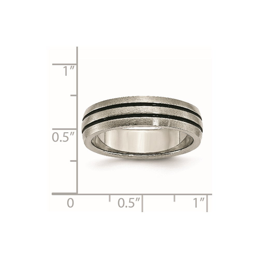 Titanium Enameled Grooved 6mm Satin Band