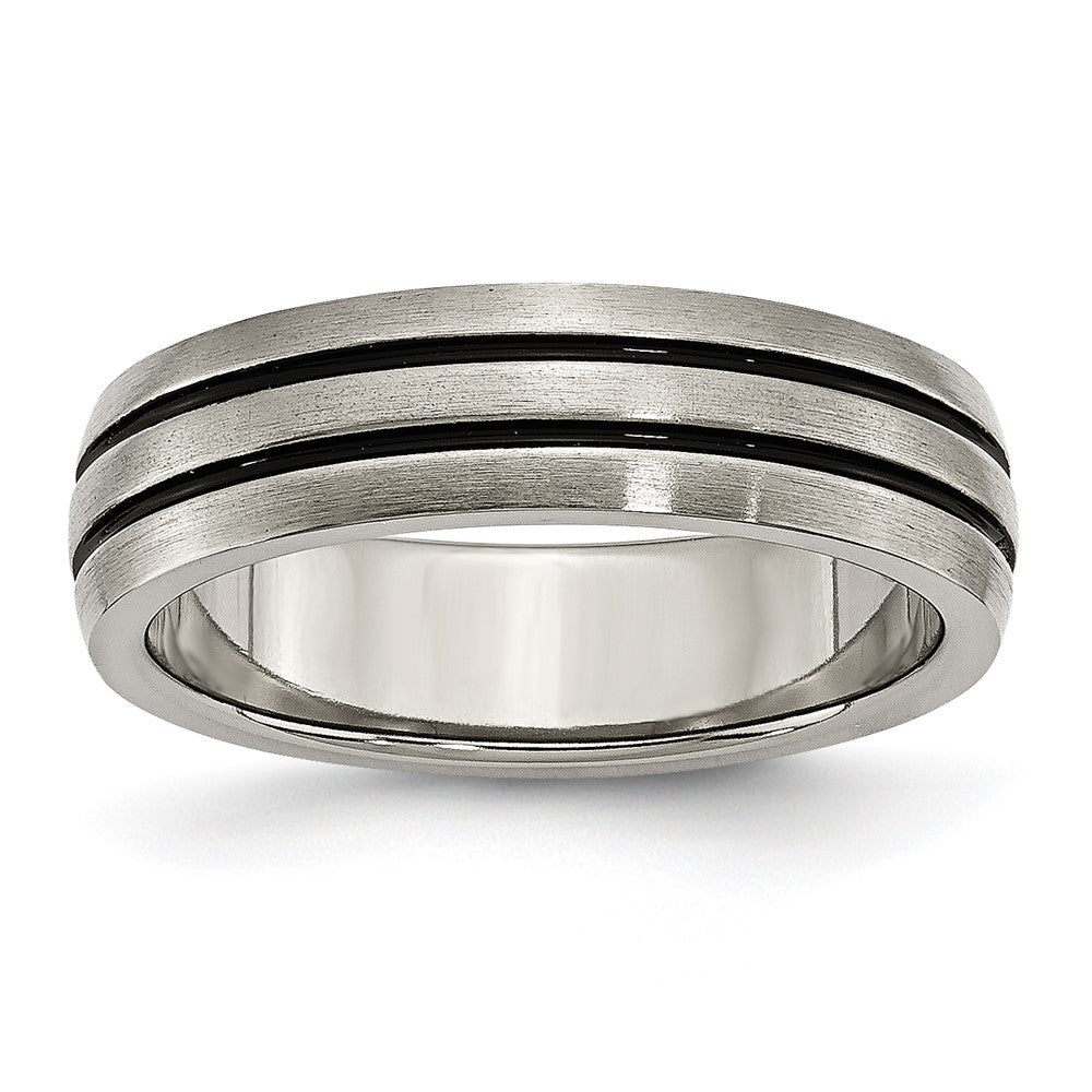 Titanium Enameled Grooved 6mm Satin Band