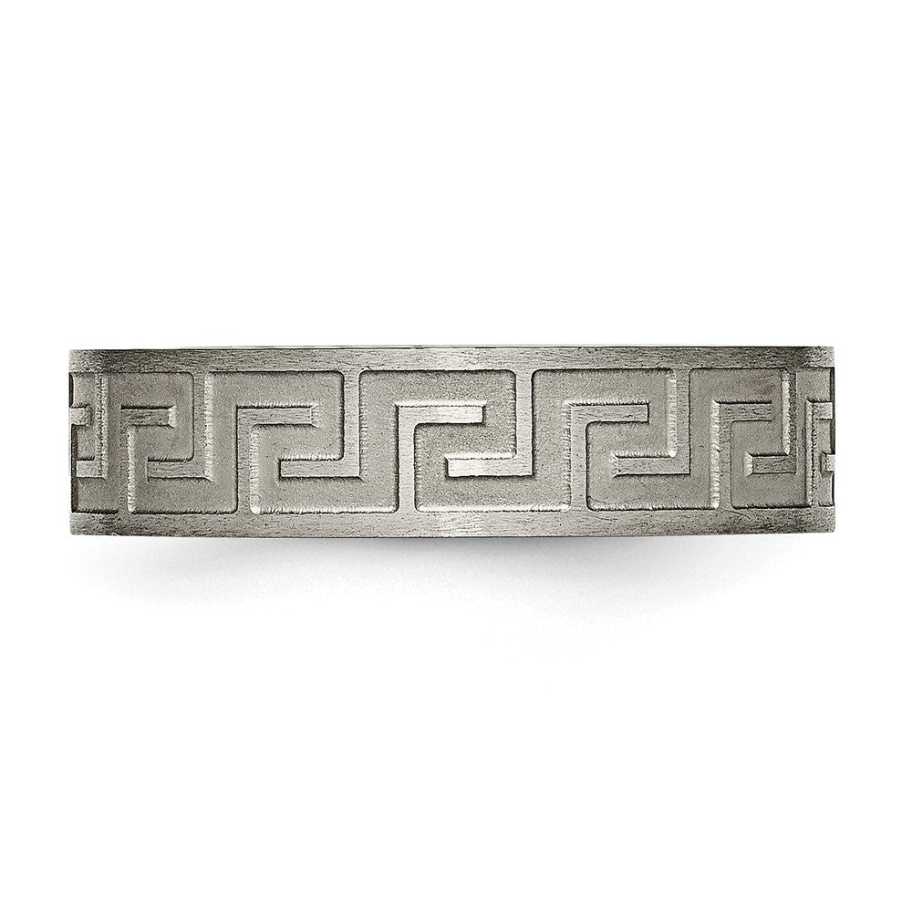 Titanium Greek Key 6mm Satin & Polished Band