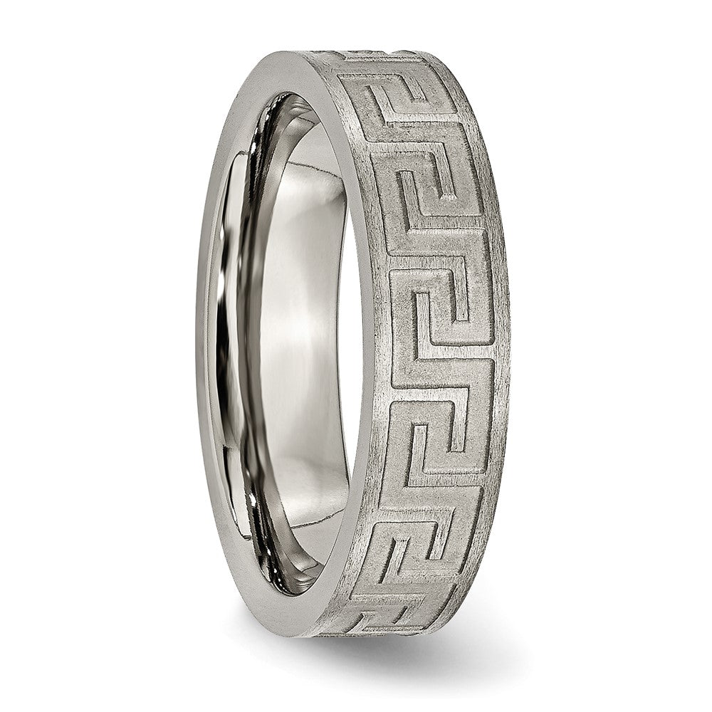 Titanium Greek Key 6mm Satin & Polished Band