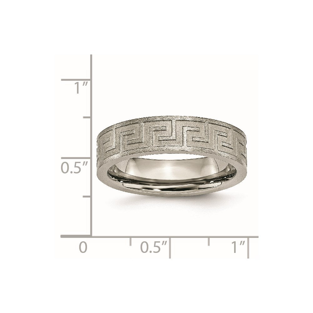 Titanium Greek Key 6mm Satin & Polished Band