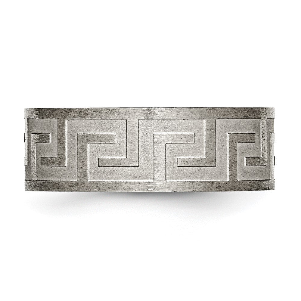 Titanium Greek Key 8mm Satin & Polished Band