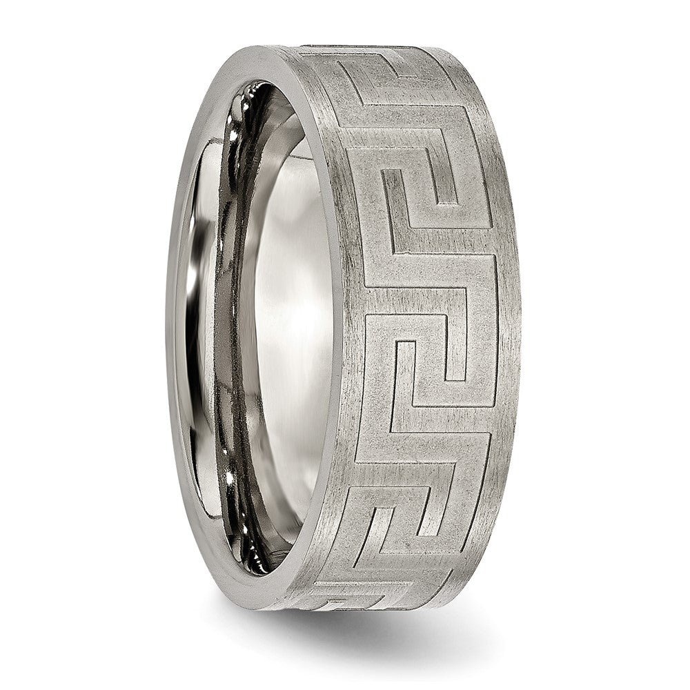 Titanium Greek Key 8mm Satin & Polished Band