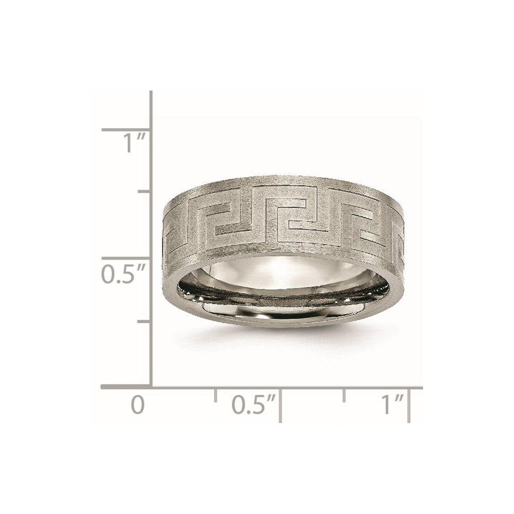 Titanium Greek Key 8mm Satin & Polished Band