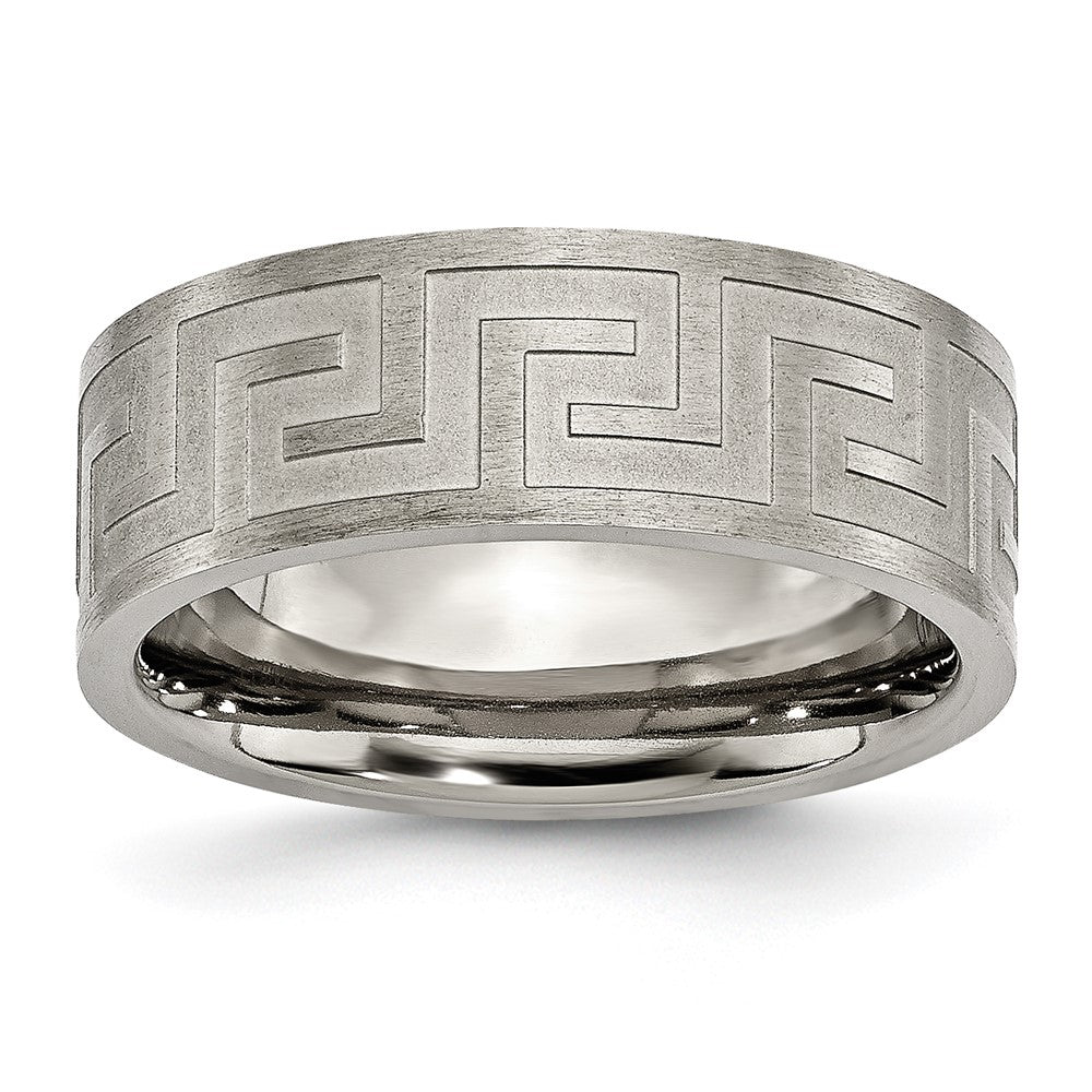 Titanium Greek Key 8mm Satin & Polished Band