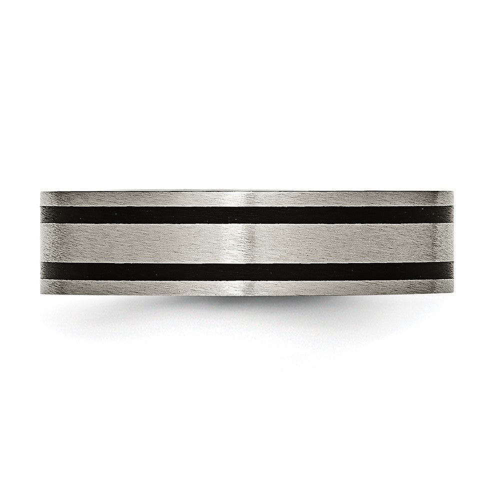 Chisel Titanium Brushed Black Enamel 6mm Flat Band