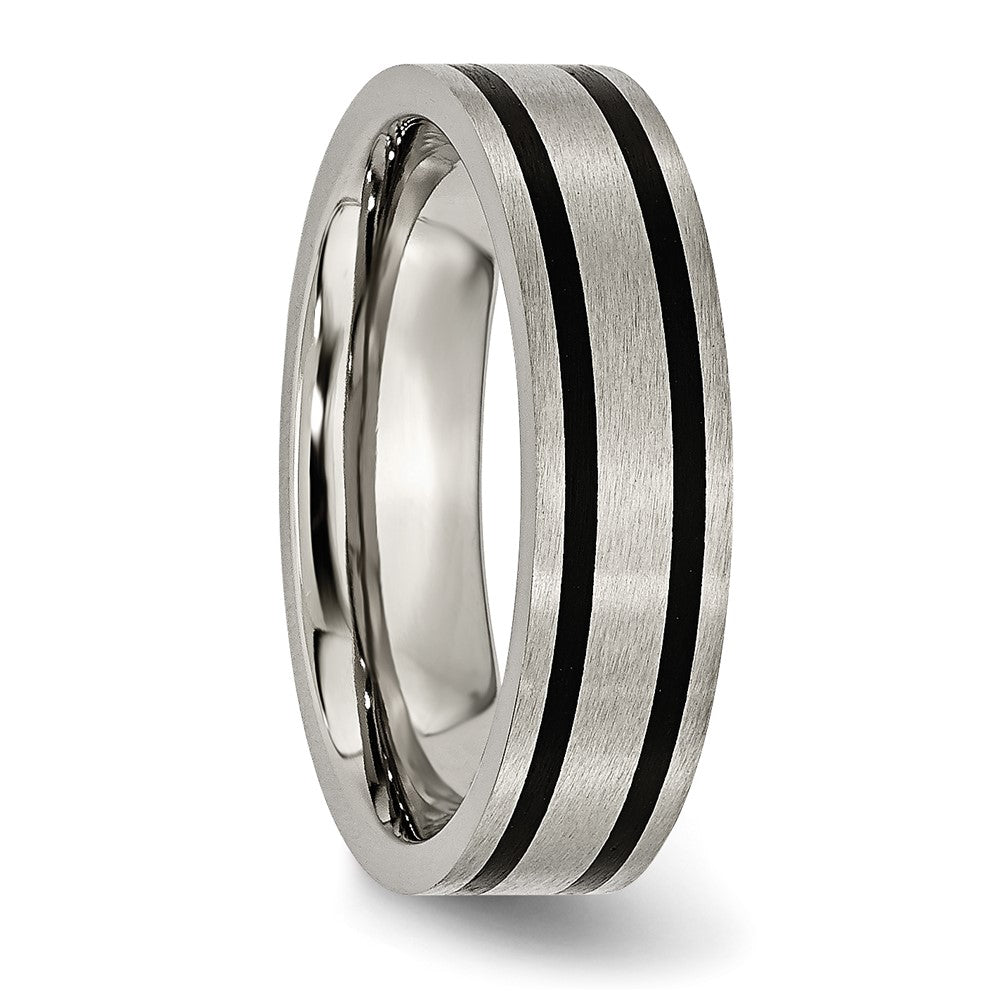 Chisel Titanium Brushed Black Enamel 6mm Flat Band