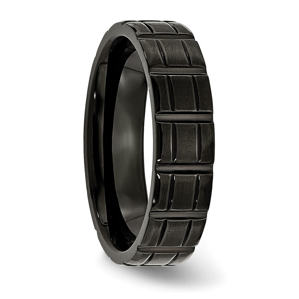 Chisel Titanium Brushed and Polished Black IP-plated 6mm Notched Band